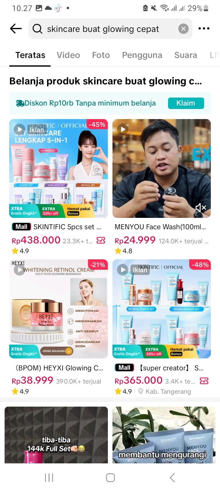 Tiga Hasil Pencarian Teratas TikTok untuk Keyword Spesifik