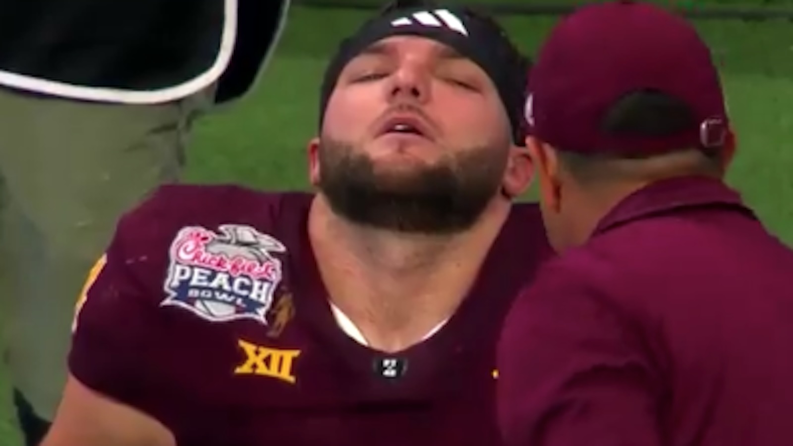 Cam Skattebo dislocating ankle during game