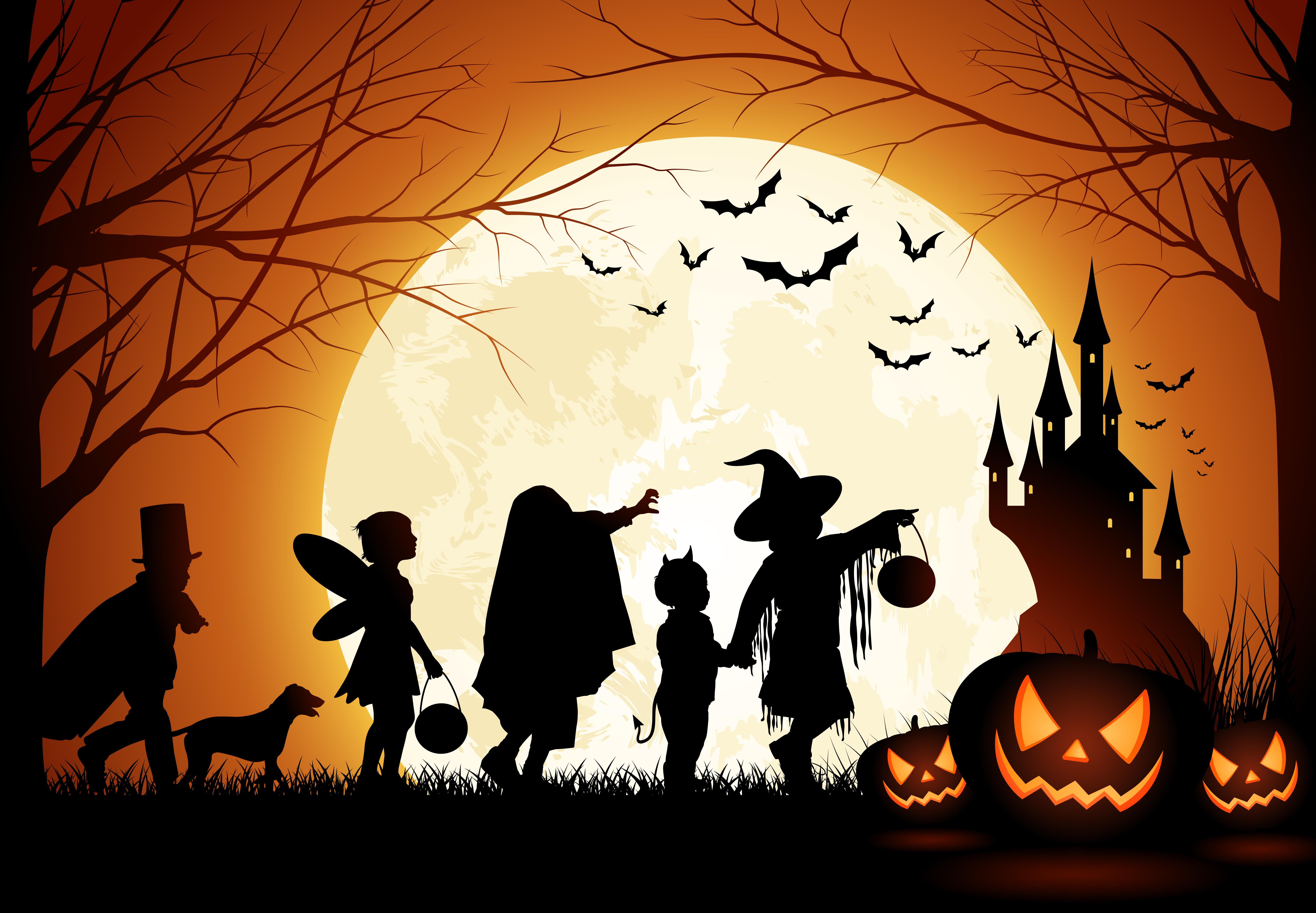 Halloween music playlist with spooky decorations