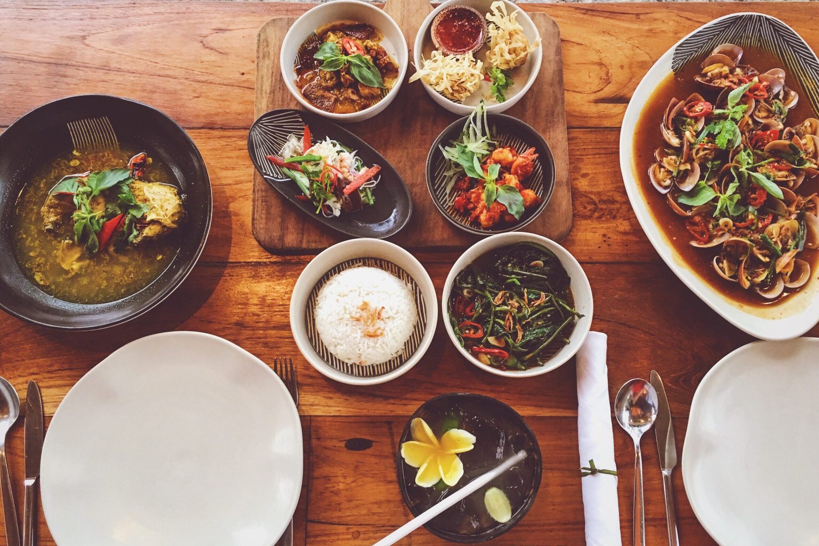 top view of table with colourful indonesian food 2022 11 01 08 14 48 utc scaled e1671440979829